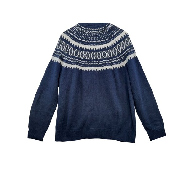 St. Johns Bay Mens Outdoor Fair Isle Full Zip Cardigan Sweater L Navy & White - Picture 11 of 12